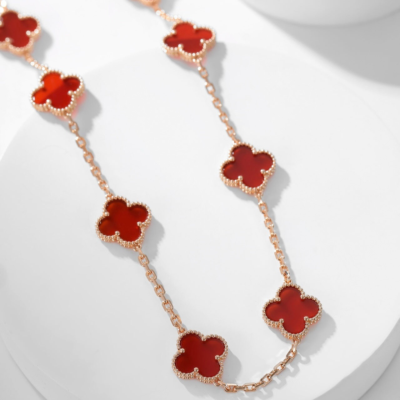 [Demi jewelry]CLOVER 10 MOTIFS CARNELIAN NECKLACE