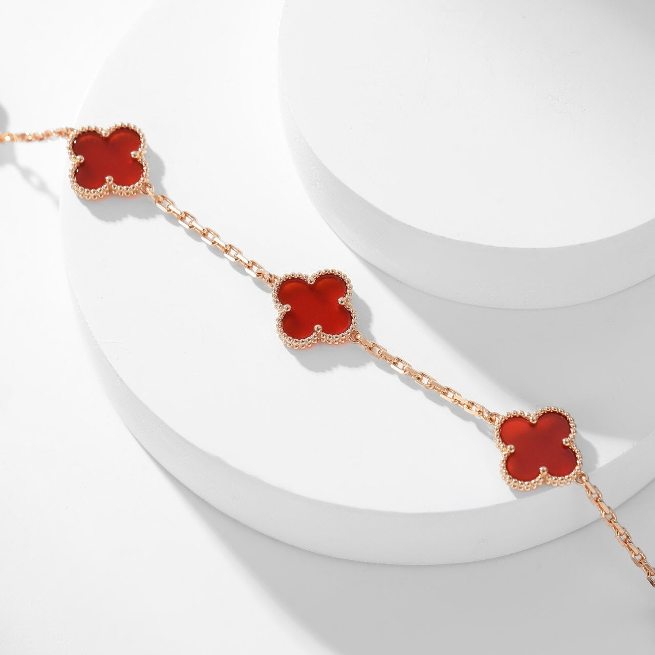 [Demi jewelry]CLOVER 10 MOTIFS CARNELIAN NECKLACE