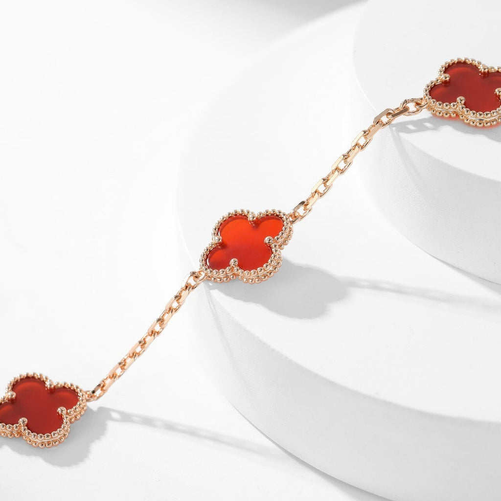 [Demi jewelry]CLOVER 10 MOTIFS CARNELIAN NECKLACE