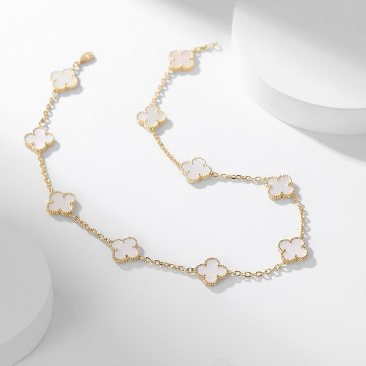 [Demi jewelry]CLOVER 10 MOTIFS WHITE MOTHER OF PEARL NECKLACE