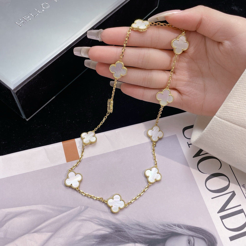 [Demi jewelry]CLOVER 10 MOTIFS WHITE MOTHER OF PEARL NECKLACE