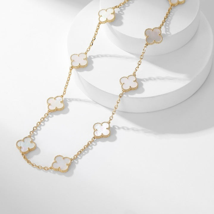 [Demi jewelry]CLOVER 10 MOTIFS WHITE MOTHER OF PEARL NECKLACE
