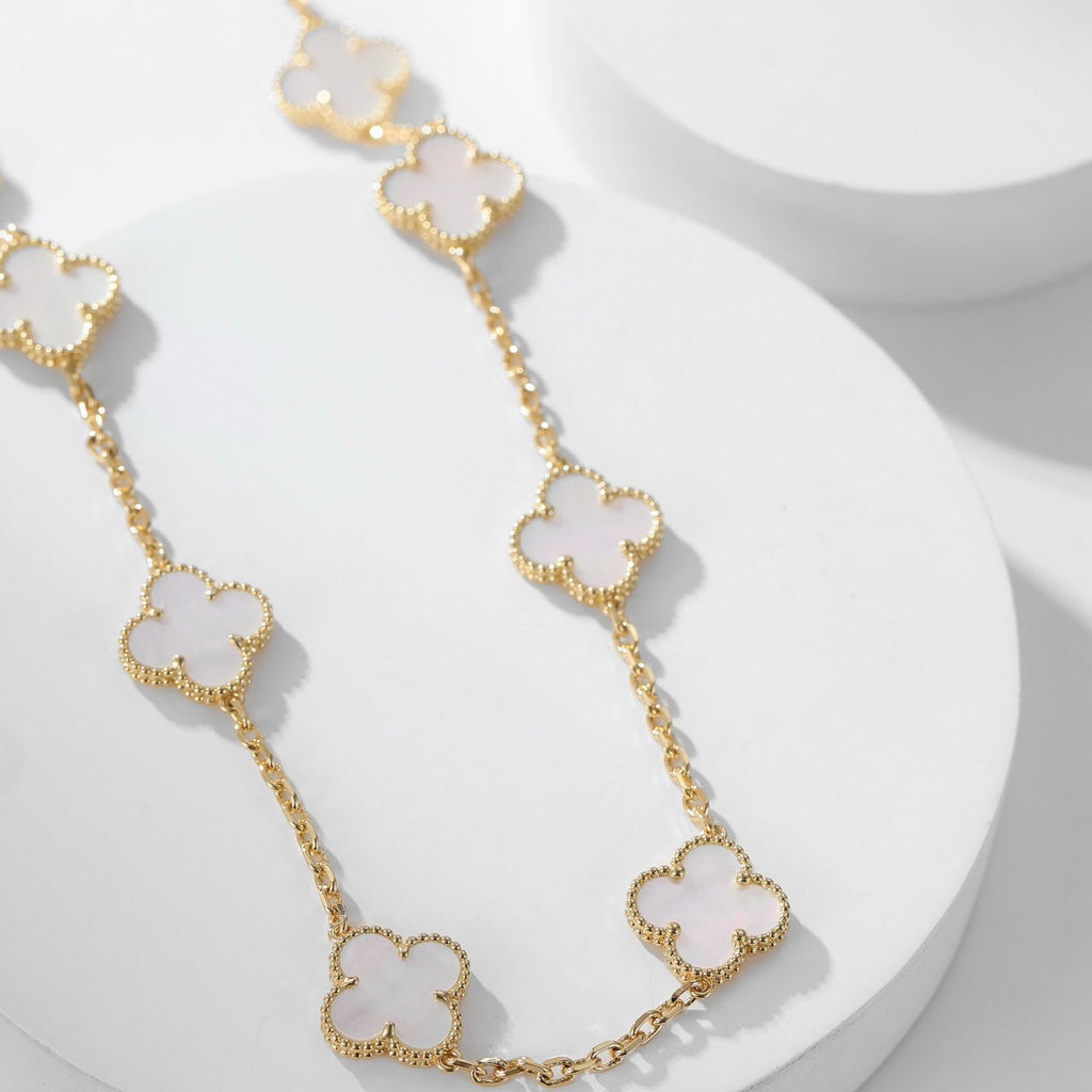 [Demi jewelry]CLOVER 10 MOTIFS WHITE MOTHER OF PEARL NECKLACE