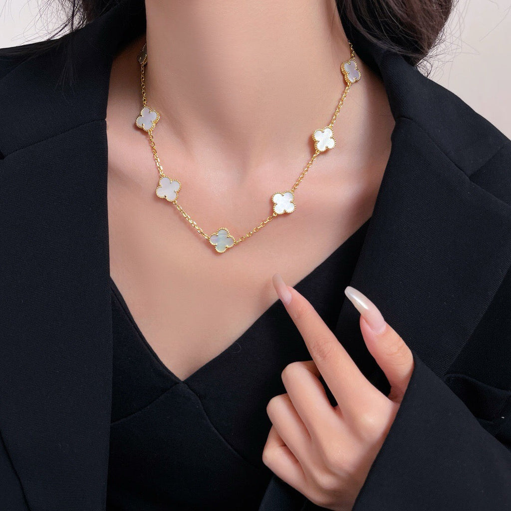 [Demi jewelry]CLOVER 10 MOTIFS WHITE MOTHER OF PEARL NECKLACE