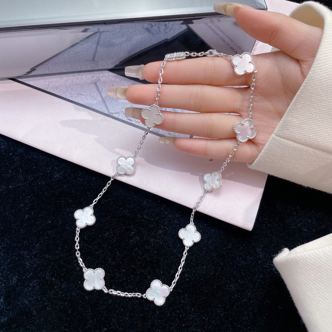 [Demi jewelry]CLOVER 10 MOTIFS WHITE MOTHER OF PEARL NECKLACE