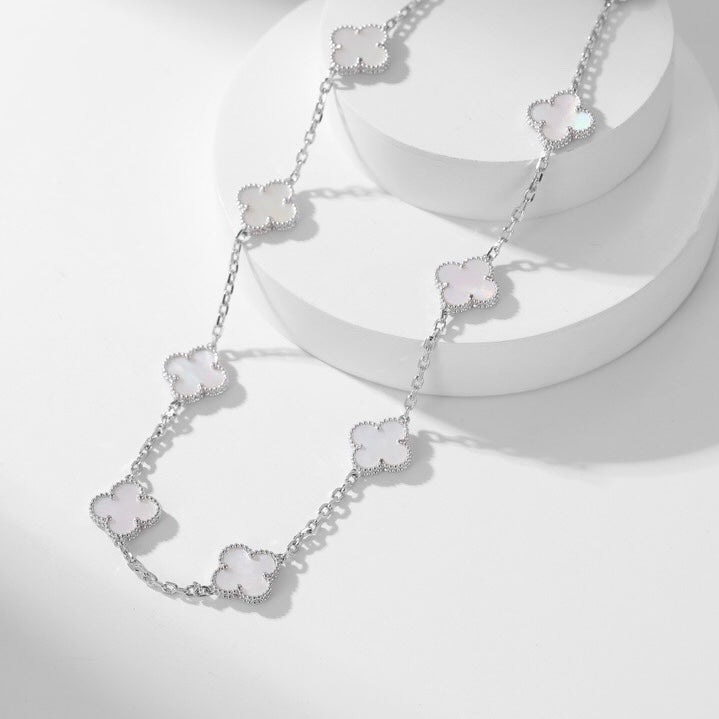 [Demi jewelry]CLOVER 10 MOTIFS WHITE MOTHER OF PEARL NECKLACE