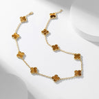 [Demi jewelry]CLOVER 10 MOTIFS TIGER EYE NECKLACE