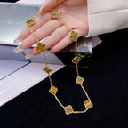 [Demi jewelry]CLOVER 10 MOTIFS TIGER EYE NECKLACE
