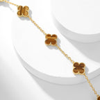 [Demi jewelry]CLOVER 10 MOTIFS TIGER EYE NECKLACE