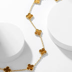 [Demi jewelry]CLOVER 10 MOTIFS TIGER EYE NECKLACE