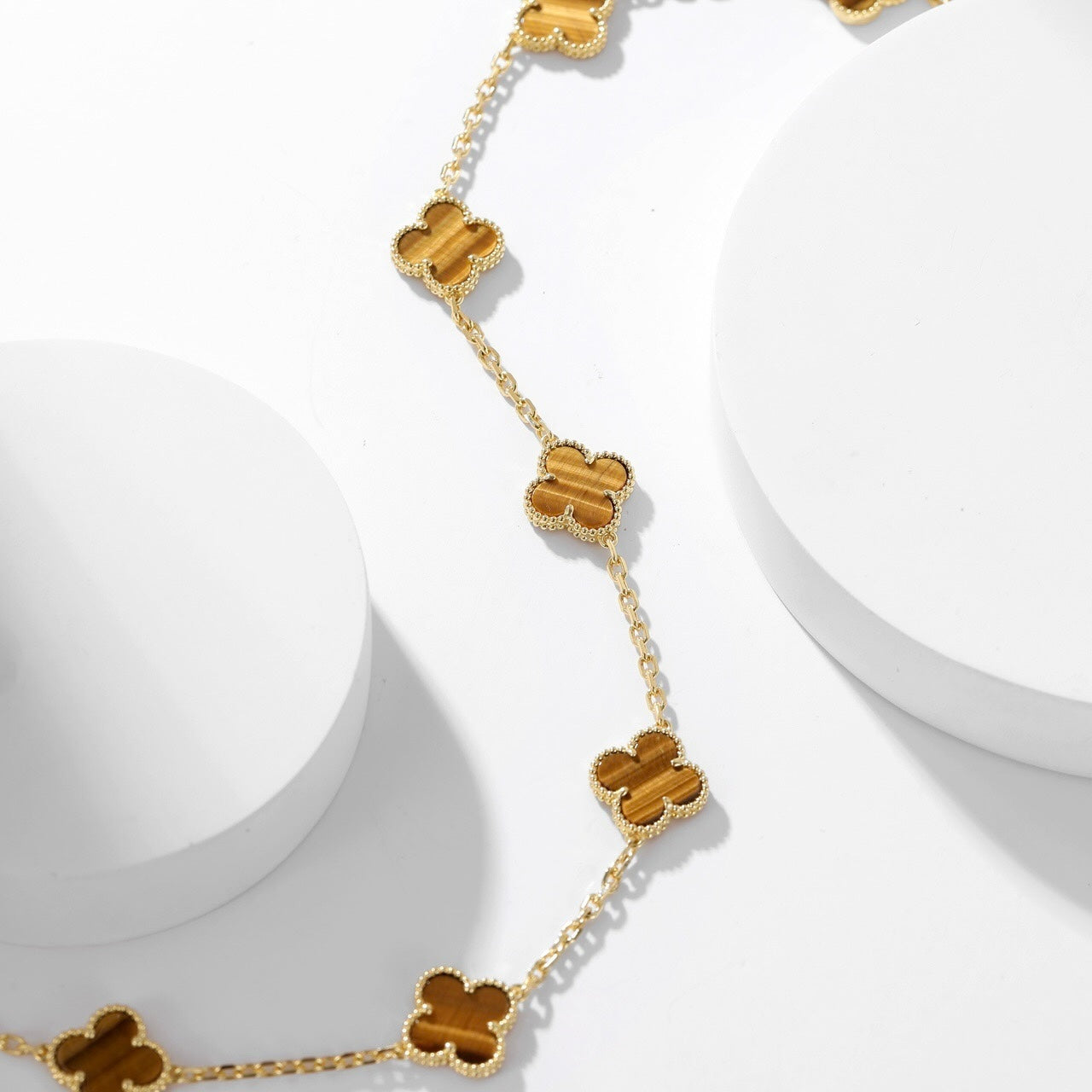 [Demi jewelry]CLOVER 10 MOTIFS TIGER EYE NECKLACE