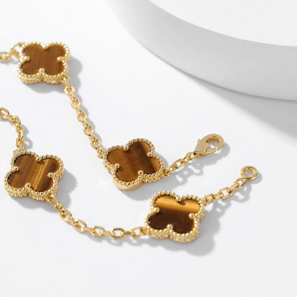 [Demi jewelry]CLOVER 10 MOTIFS TIGER EYE NECKLACE