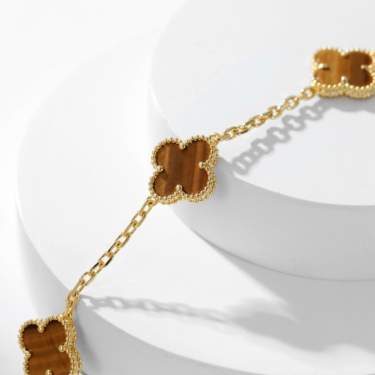 [Demi jewelry]CLOVER 10 MOTIFS TIGER EYE NECKLACE