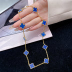 [Demi jewelry]CLOVER 10 MOTIFS BLUE AGATE NECKLACE
