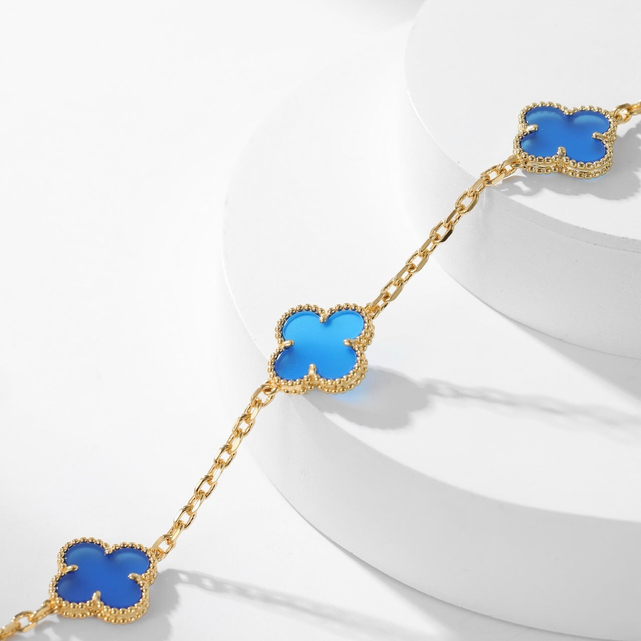 [Demi jewelry]CLOVER 10 MOTIFS BLUE AGATE NECKLACE