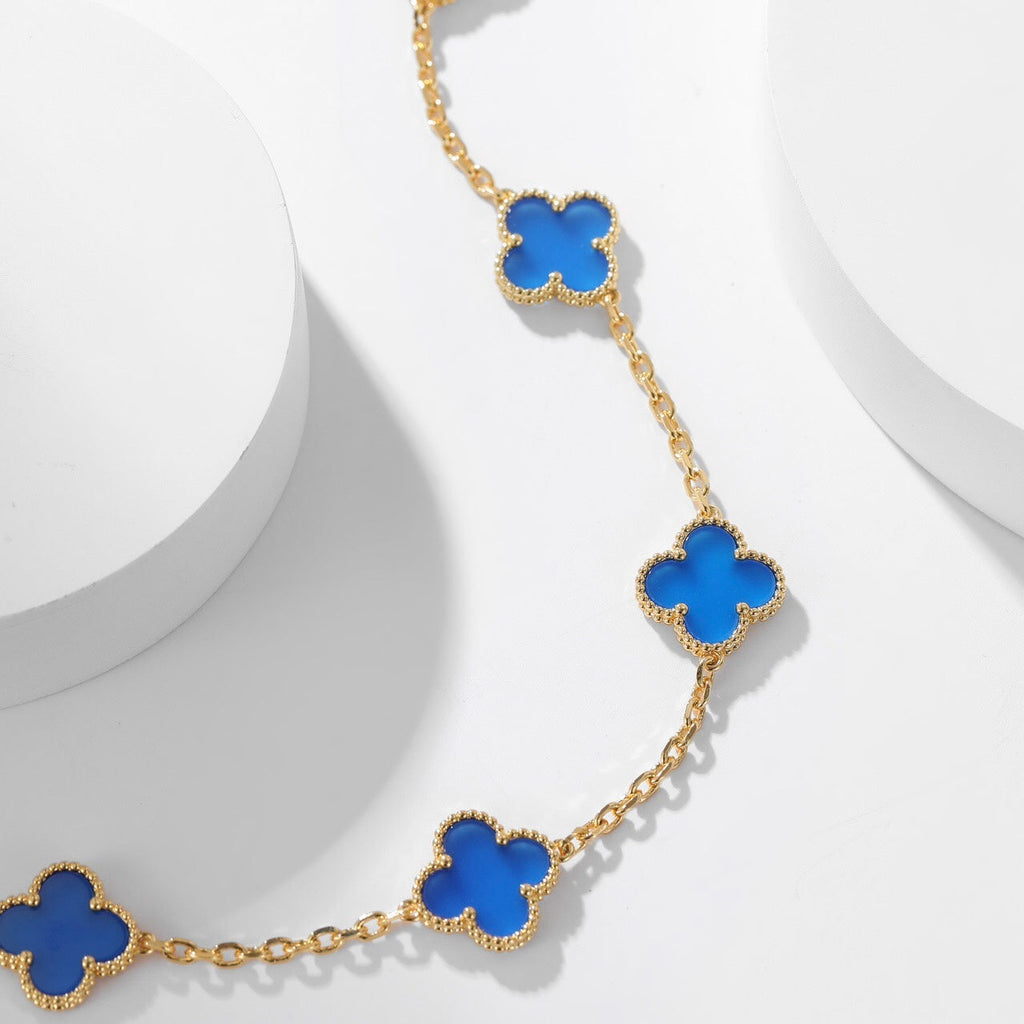 [Demi jewelry]CLOVER 10 MOTIFS BLUE AGATE NECKLACE