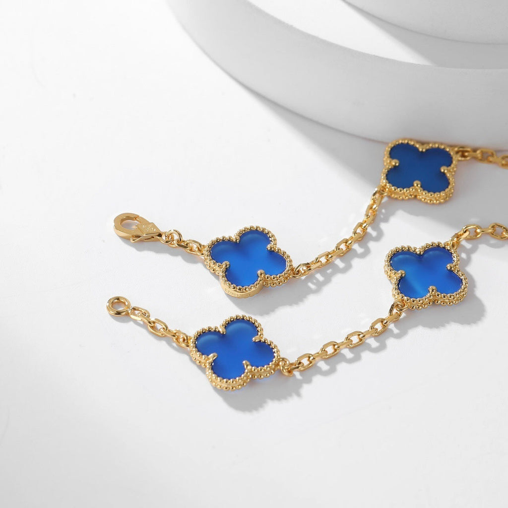 [Demi jewelry]CLOVER 10 MOTIFS BLUE AGATE NECKLACE