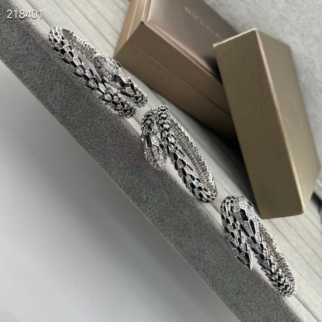 [Mystic】NEW OBSIDIAN & DIAMOND SERPENT BRACELET