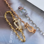 [Demi jewelry]FORCE LARGE HORSESHOE CLASP  METAL BRACELET