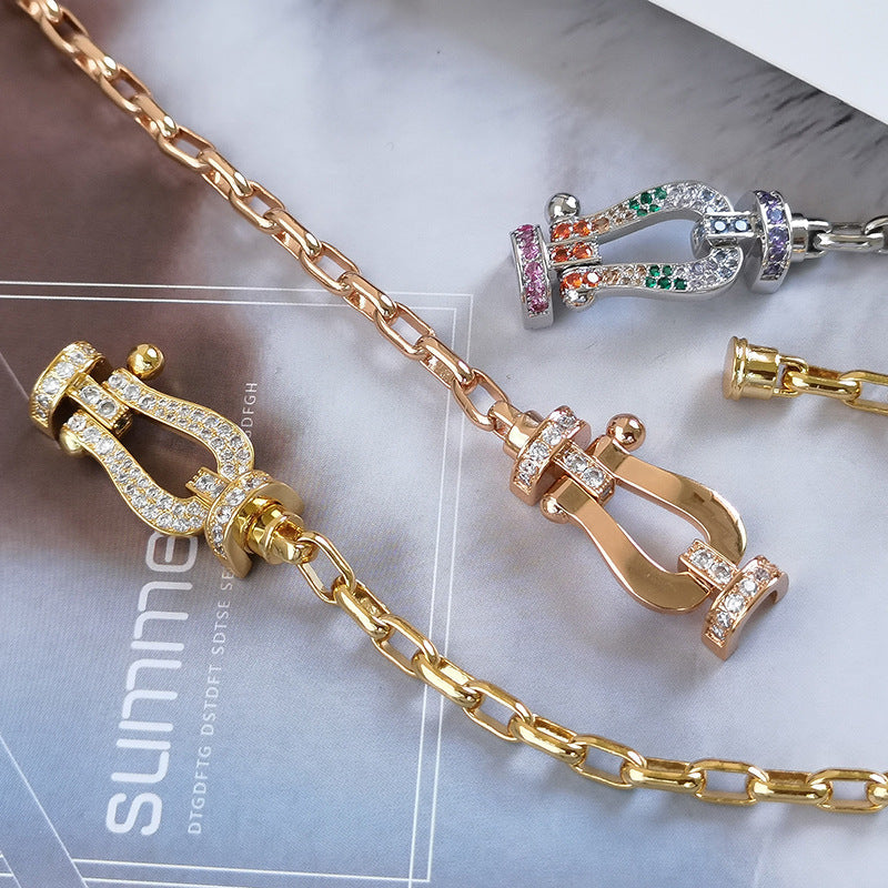 [Demi jewelry]FORCE LARGE HORSESHOE CLASP  METAL BRACELET