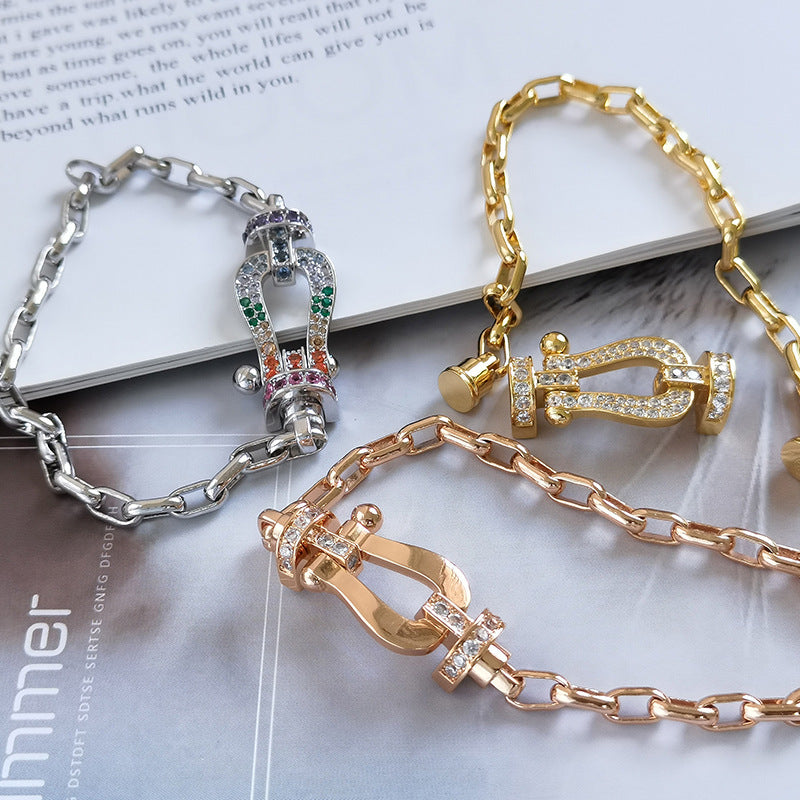 [Mystic]FORCE LARGE HORSESHOE CLASP  METAL BRACELET