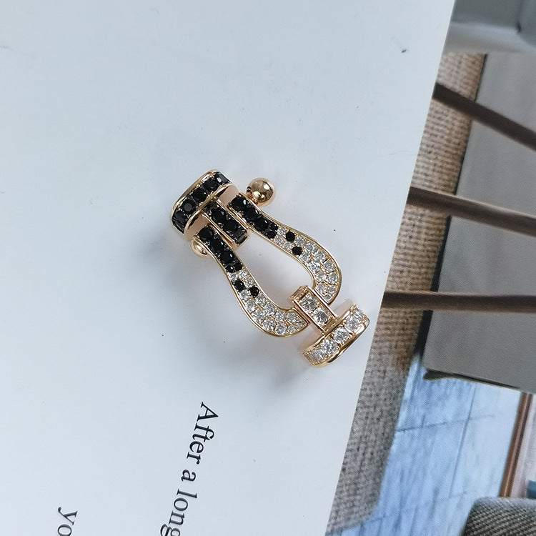 [Demi jewelry]FORCE LARGE HORSESHOE BLACK WHITE DIAMOND BRACELET SILVER