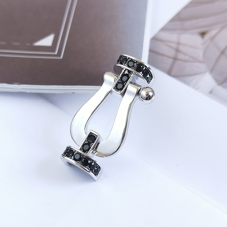 [Demi jewelry]FORCE LARGE HORSESHOE BLACK DIAMOND BRACELET SILVER