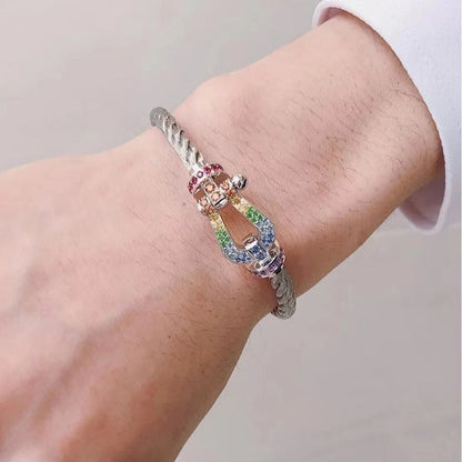 [Mystic]FORC LARGE HORSESHOE  COLORED DIAMOND BRACELET SILVER