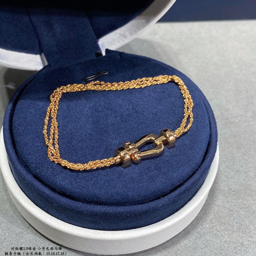 [Mystic]FORCE SMALL HORSESHOE  DIAMOND CHAIN ROPE BRACELET