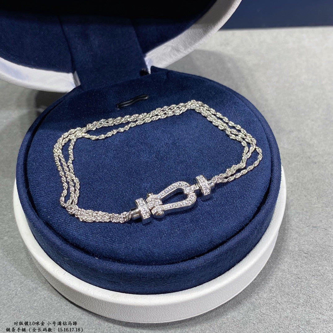 [Demi jewelry]FORCE SMALL HORSESHOE  DIAMOND CHAIN ROPE BRACELET