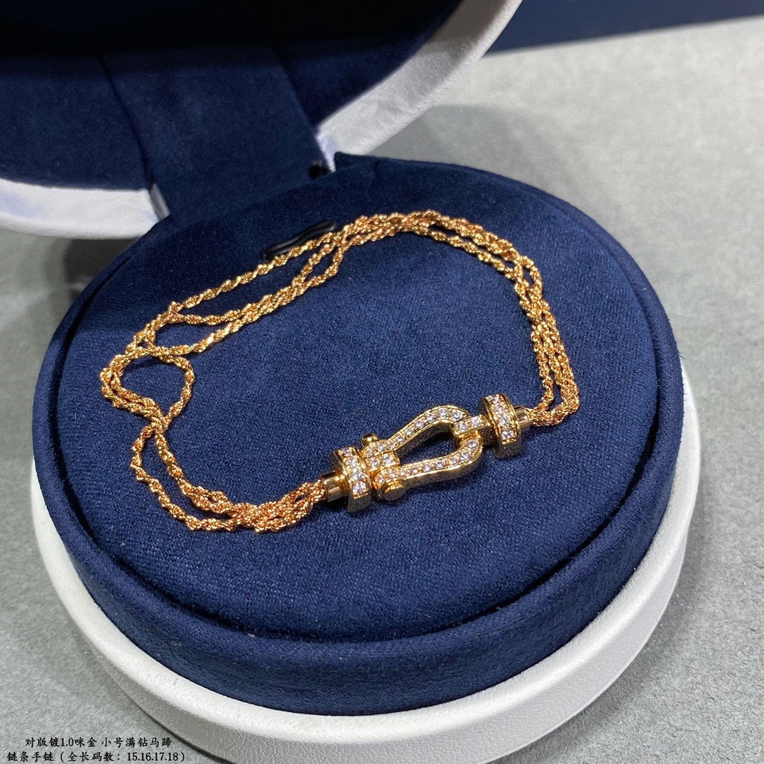 [Demi jewelry]FORCE SMALL HORSESHOE  DIAMOND CHAIN ROPE BRACELET