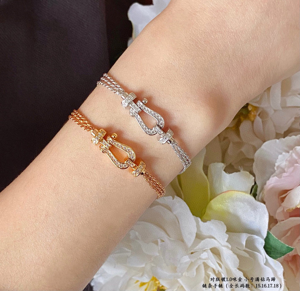 [Demi jewelry]FORCE SMALL HORSESHOE  DIAMOND CHAIN ROPE BRACELET