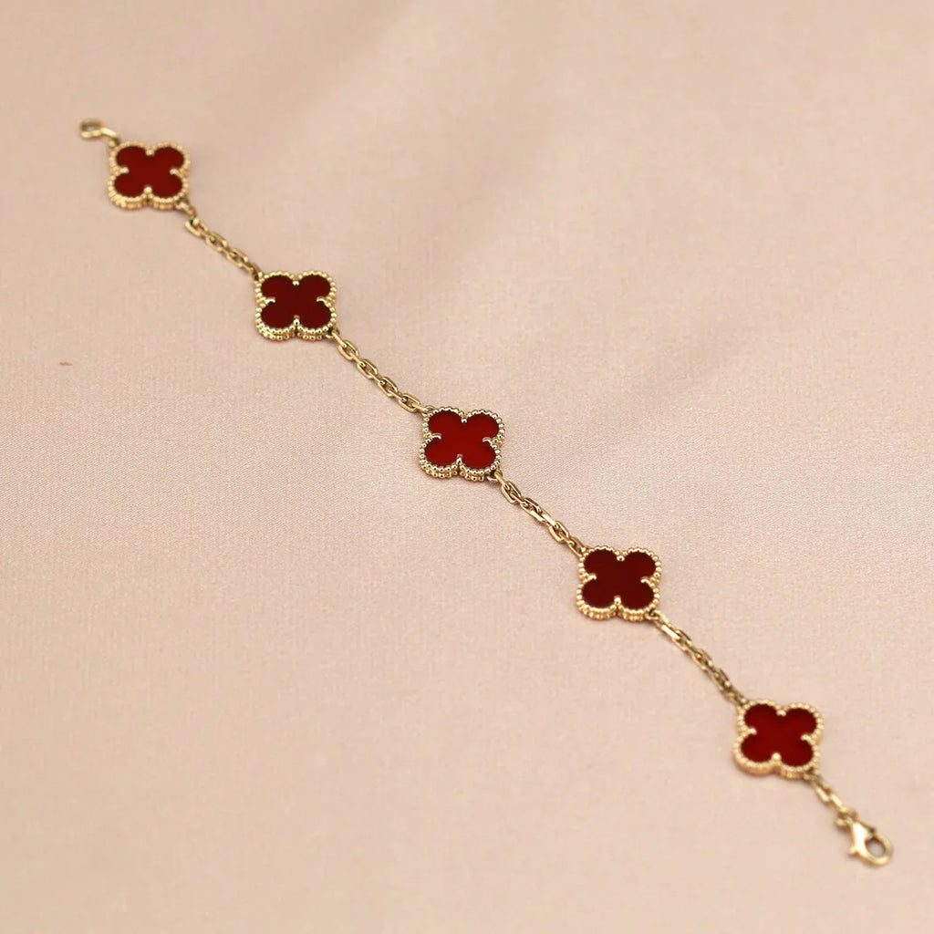 [Demi jewelry] CLOVER 5 MOTIF RED CORNELIAN BRACELET COLLECTION