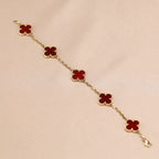 [Demi jewelry] CLOVER 5 MOTIF RED CORNELIAN BRACELET COLLECTION-new