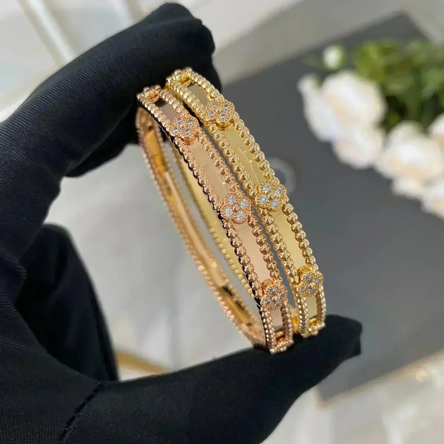[Demi jewelry]CLOVER BRACELET 4MM DIAMONDS