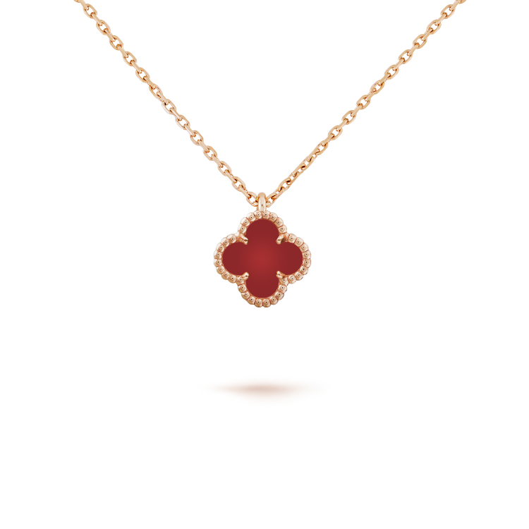 [Demi jewelry]CLOVER MINI 9.5MM WHITE CARNELIANS NECKLACE