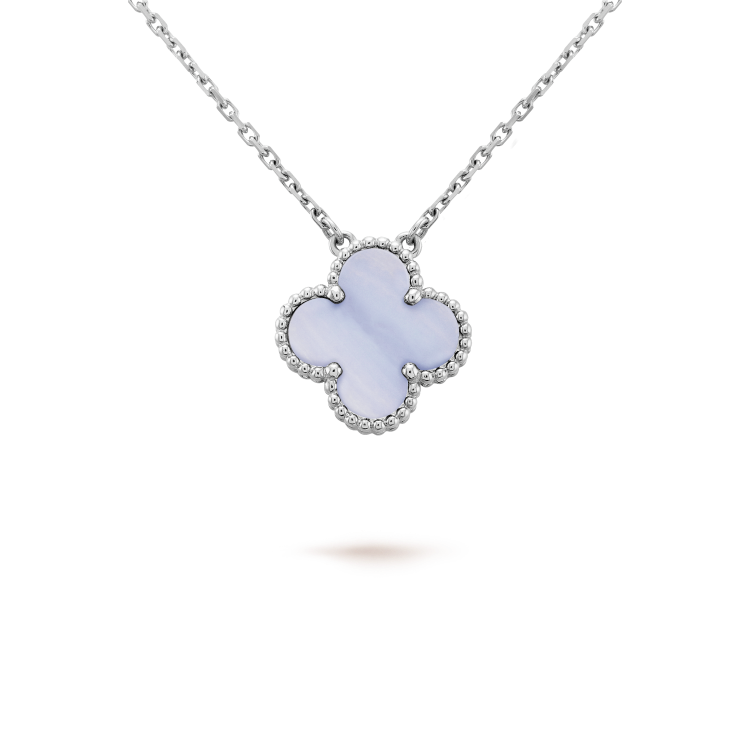 [Demi jewelry]CLOVER 15MM BLUE CHALCEDONY NECKLACE SILVER