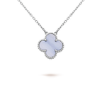 [Demi jewelry]CLOVER 15MM BLUE CHALCEDONY NECKLACE SILVER
