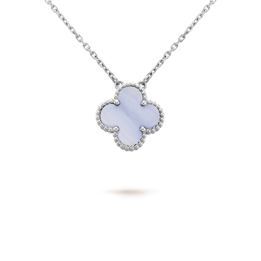 Mysitc CLOVER 15MM BLUE CHALCEDONY NECKLACE SILVER