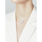 [Demi jewelry]CLOVER 15MM BLUE CHALCEDONY NECKLACE SILVER