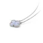 [Demi jewelry]CLOVER 15MM BLUE CHALCEDONY NECKLACE SILVER