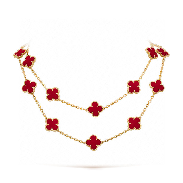 [Demi jewelry]CLOVER 20 MOTIFS CARNELIAN NECKLACE