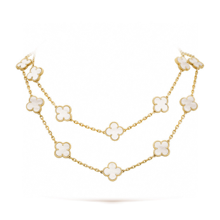 [Demi jewelry]CLOVER 20 MOTIFS WHITE MOP NECKLACE