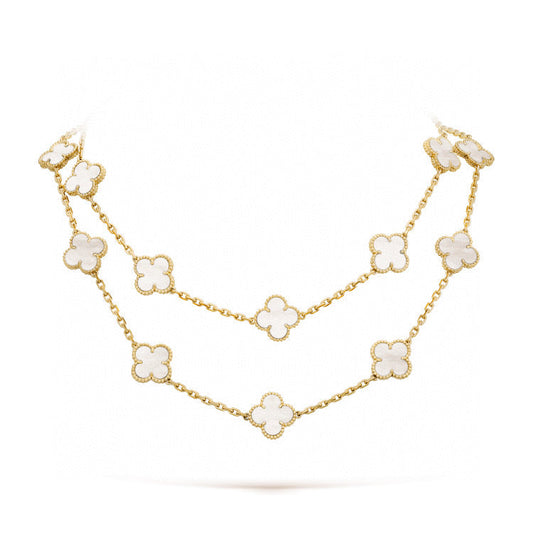 [Mystic]CLOVER 20 MOTIFS WHITE MOP NECKLACE