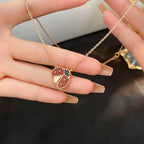 [Demi jewelry]LUCKY  CARNELIANS LADYBUG NECKLACE