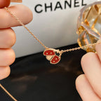 [Demi jewelry]LUCKY  CARNELIANS LADYBUG NECKLACE