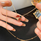 [Demi jewelry]LUCKY  CARNELIANS LADYBUG NECKLACE
