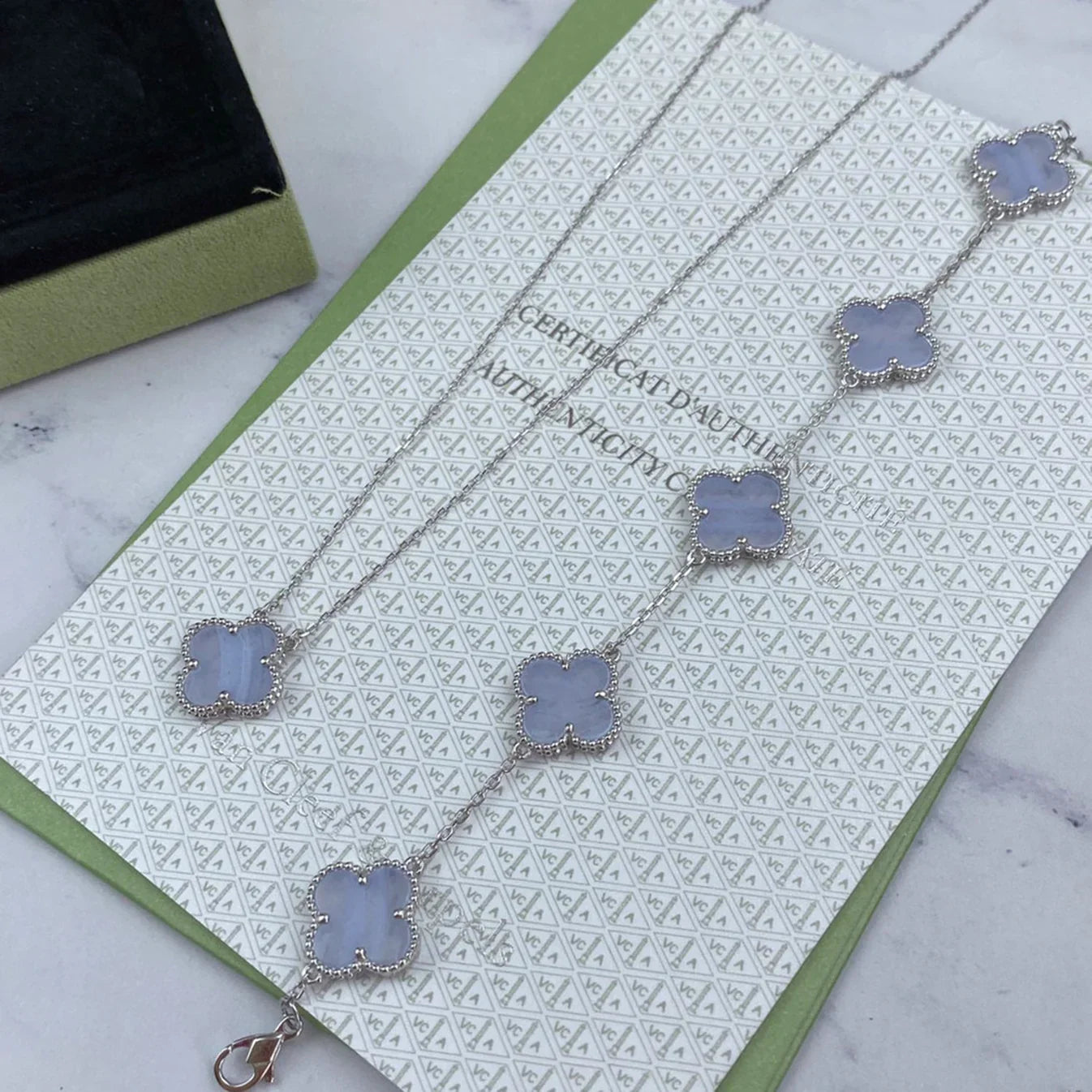 [Demi jewelry] CLOVER 5 MOTIF PURPLE CHALCEDONY BRACELET COLLECTION-new