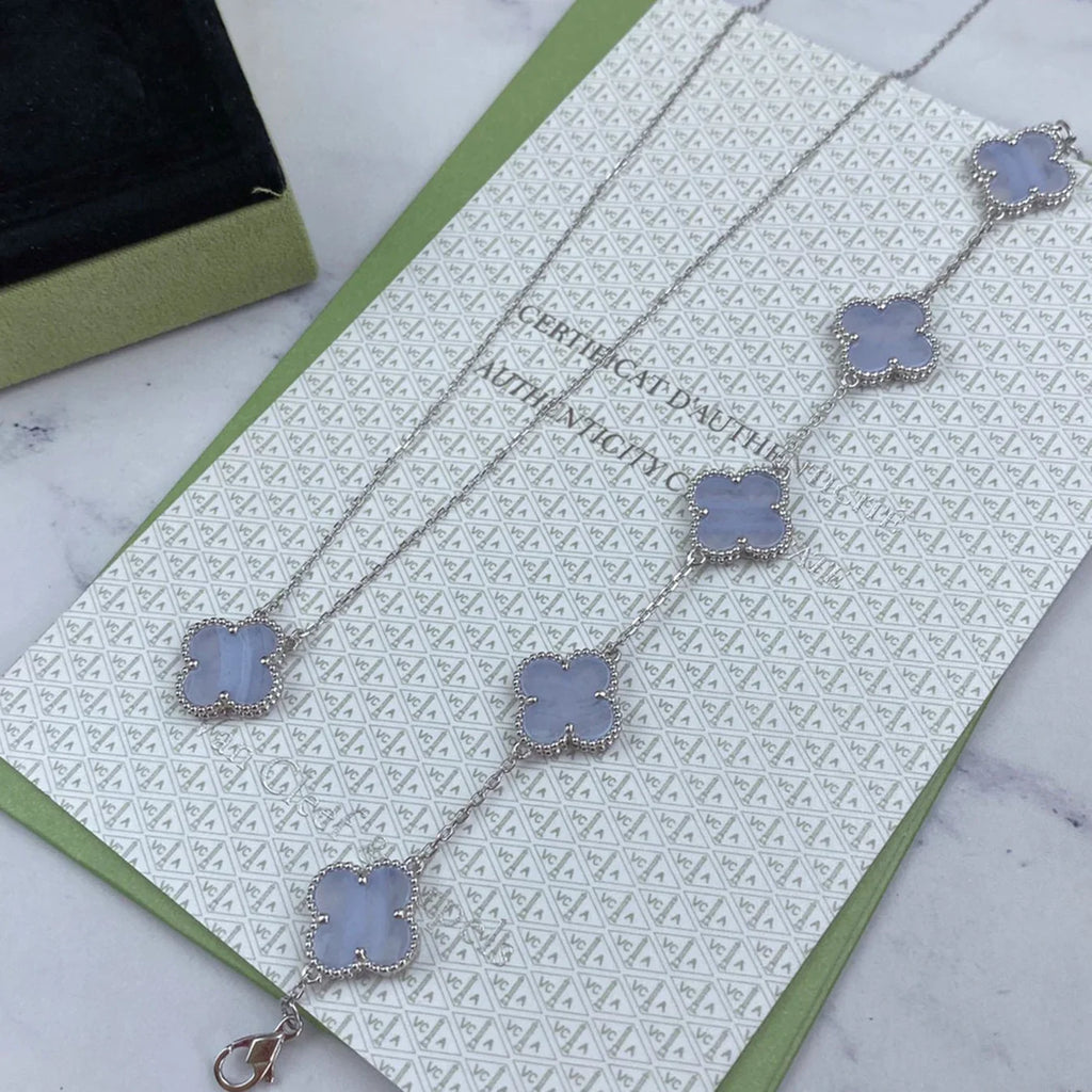 [Demi jewelry] CLOVER 5 MOTIF PURPLE CHALCEDONY BRACELET COLLECTION