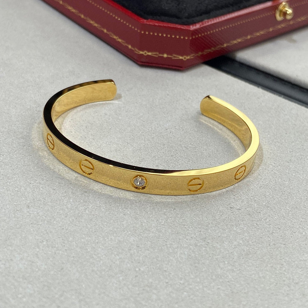 [Demi jewelry]LOVE BRACELET 6.1MM 1 DIAMOND OPEN CUFF